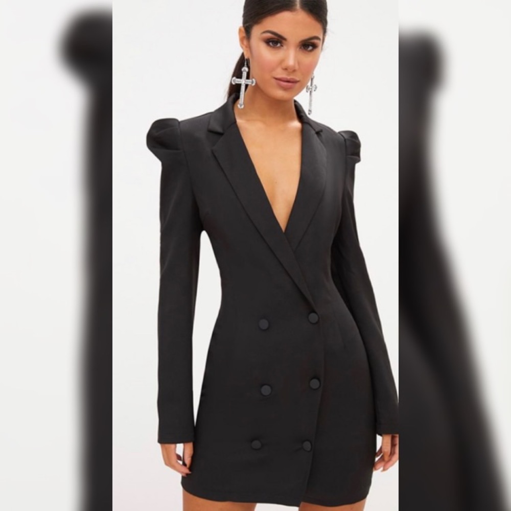Black puff sleeve blazer